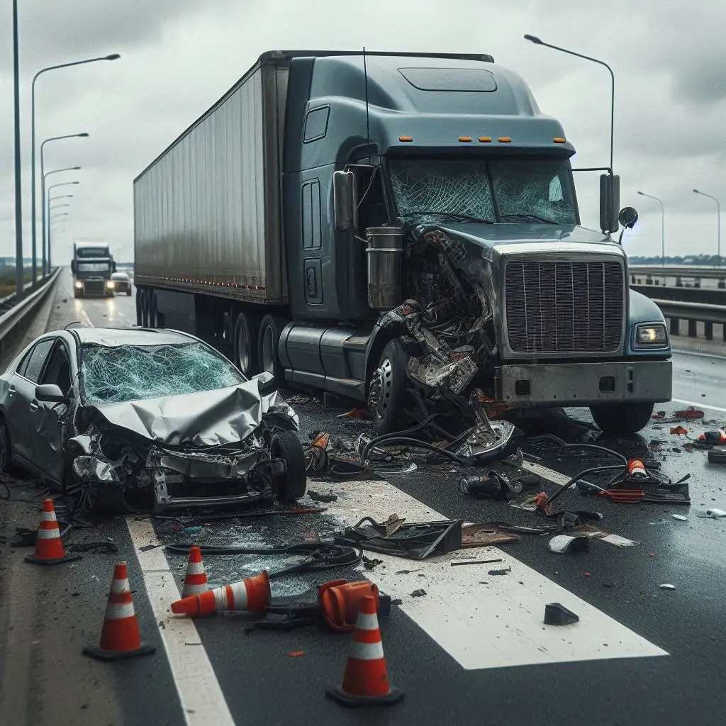 Truck accident scene